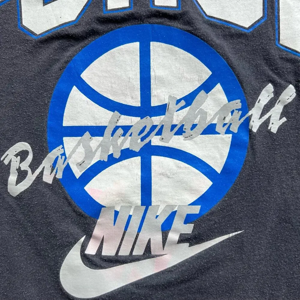 Vintage Nike Force Basketball Swoosh Single Stitch T Shirt Faded Black M USA - Picture 7 of 9